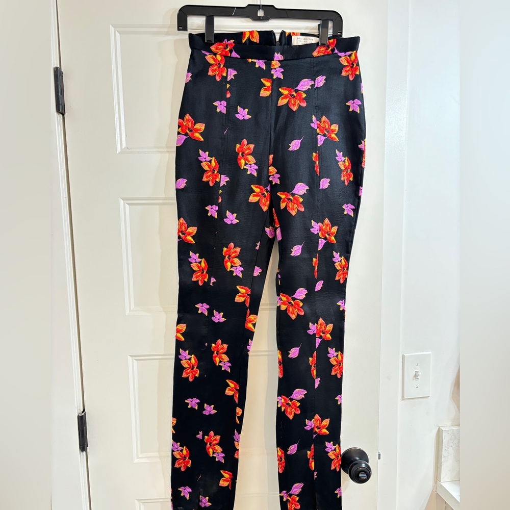Bec + Bridge Black Floral High-Waist Slim Pants